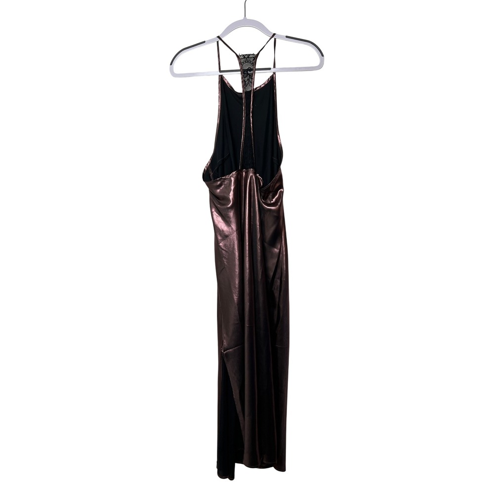 Intimately Free People L Sunset Shimmer Satin Midi Slip‎ Dress Rose Metallic - Picture 5 of 8